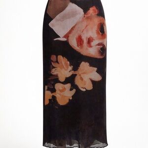 Artistic Print Black Skirt